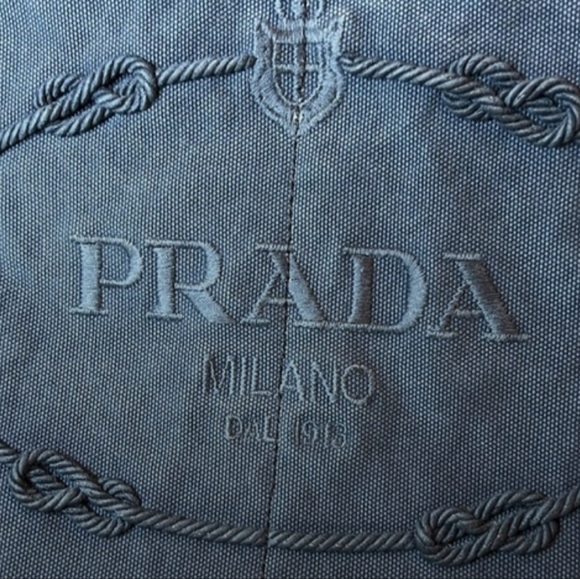 PRADA Blue Denim Large Canapa Tote Bag | EUC - Picture 10 of 11